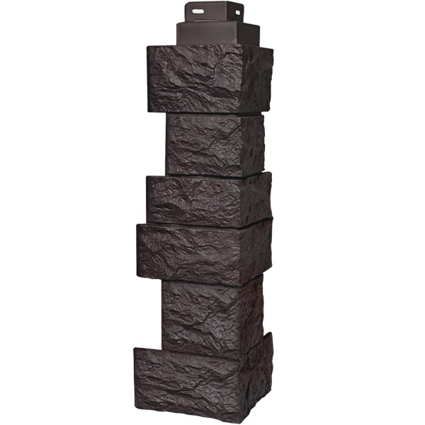 Цокольный сайдинг FineBer – Серия “Дикий камень”, Угол наружный, Коричневый купить в Ногинске