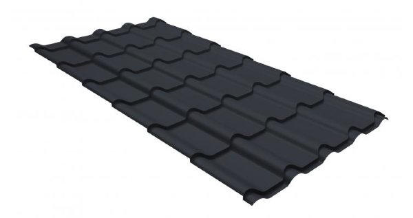Металлочерепица камея GL 0,5 GreenCoat Pural RR 23 темно-серый (RAL 7024 мокрый асфальт) купить в Ногинске