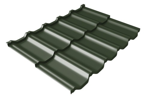 Металлочерепица модульная Квинта Uno Grand Line c 3D резом 0,5 GreenСoat Pural RR 11 темно-зеленый (RAL 6020 хромовая зелень) купить в Ногинске