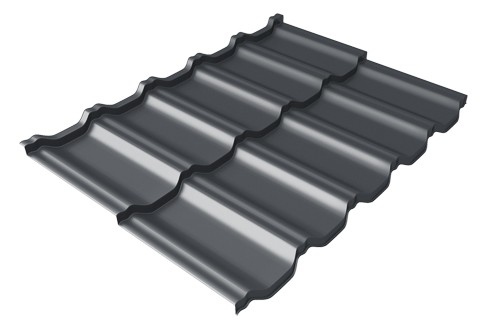Металлочерепица модульная Квинта Uno Grand Line c 3D резом 0,5 Quarzit lite RAL 7024 мокрый асфальт купить в Ногинске