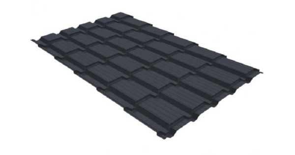 Металлочерепица GL квадро профи 0,5 GreenCoat Pural RR 23 темно-серый (RAL 7024) мокрый асфальт купить в Ногинске