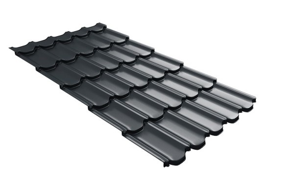 Металлочерепица квинта плюс с 3D резом 0,5 Satin RAL 7016 антрацитово-серый купить в Ногинске