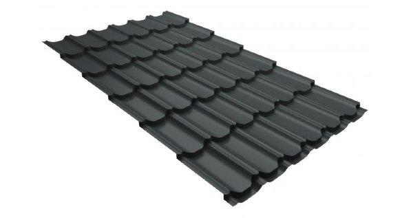 Металлочерепица квинта плюс 0,5 GreenCoat Pural RR 23 темно-серый (RAL 7024 мокрый асфальт) купить в Ногинске