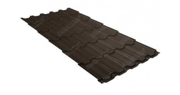 Металлочерепица квинта плюс 0,5 GreenCoat Pural Matt RR 32 темно-коричневый (RAL 8019 серо-коричневый) купить в Ногинске